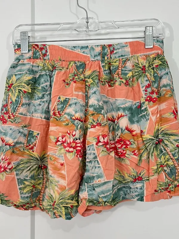 American Eagle Small Peach Coral Tropical Lined Shorts with Pockets - Image 3