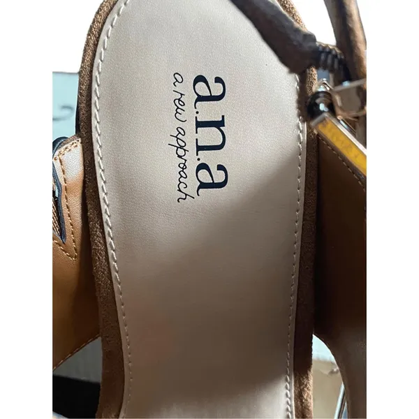 A.N.A‎ Daly Womens Cognat Brown Suede Strappy Open Toe Block Heel Sandals - Image 8