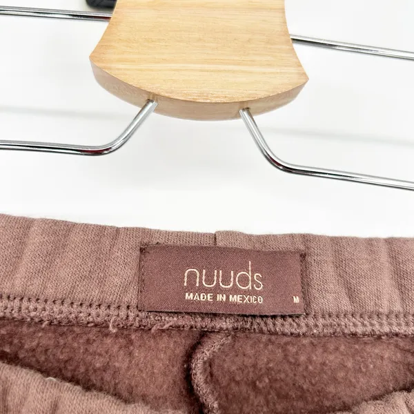 Nuuds Womens Oversized Brown Fleece Lined Classic Sweatpants‎ Joggers Size M - Image 6