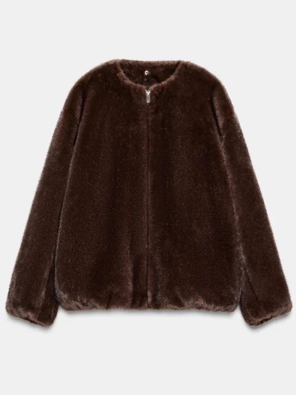 Zara fur bomber‎ jacket - Image 5