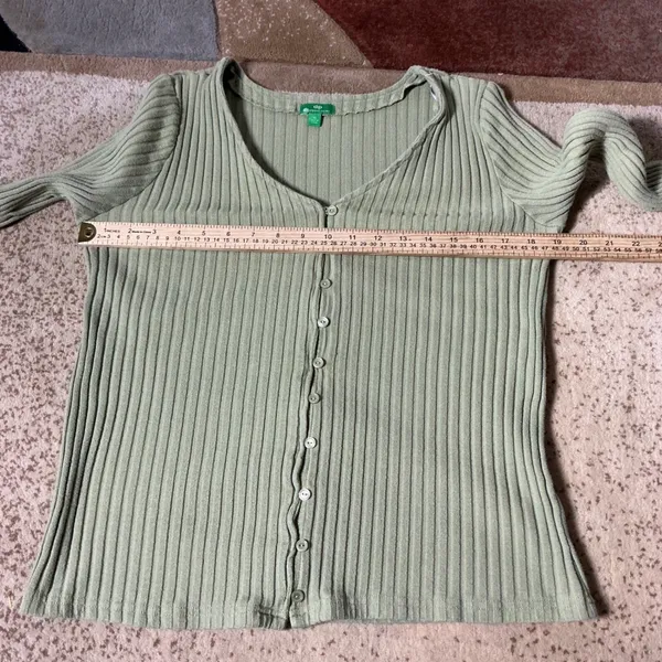 Dip‎ Organic Cotton Minimalist Ribbed Cardigan Layering Button Front Top XL - Image 4