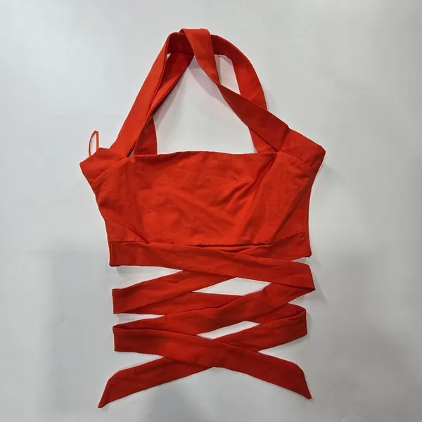 Superdown Elva Halter Tie Top in Poppy - Image 3