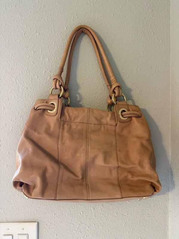 Michael Kors Cognac Leather Shoulder Tote - Image 3