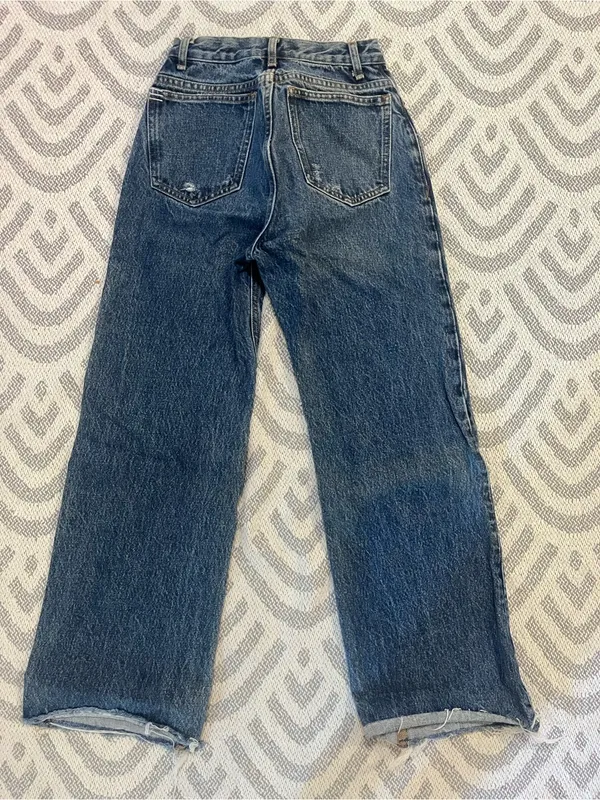 BDG // URBAN OUTFITTERS Vintage Wide Leg High Rise Button Fly Blue Jeans 24 - Image 4