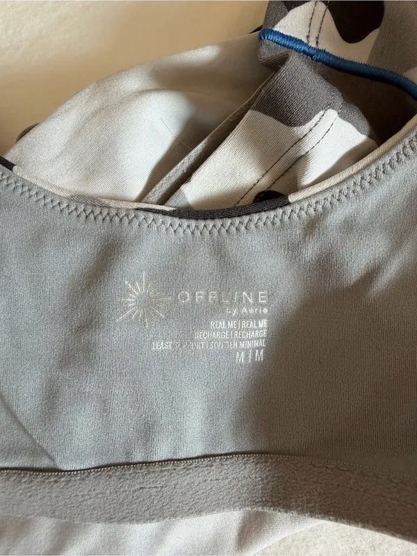 OFFLINE by Aerie Real Me Camo Longline Sports Bra‎ Gray Black Medium - Image 5