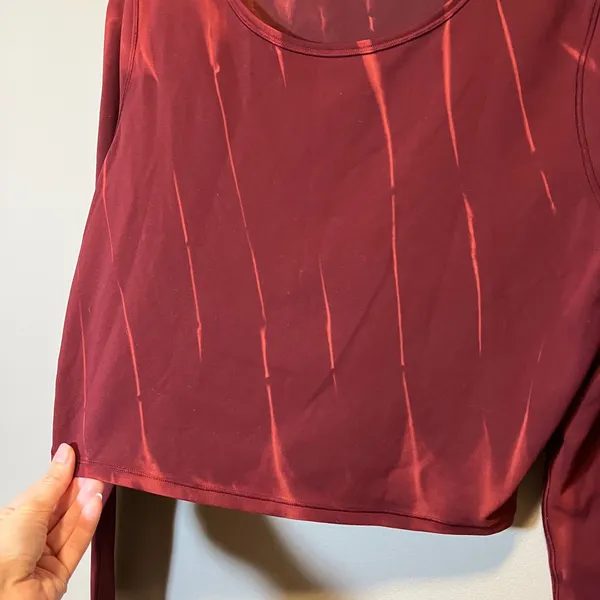 Lululemon Red Orange Tie Dye Wunder Train Cropped Long Sleeve Athletic Shirt 10 - Image 5