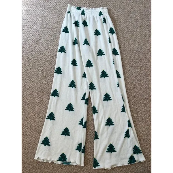 Beach Riot Christmas Tree Wide Leg Pacific Pants M Smocked Holiday Lounge - Image 3