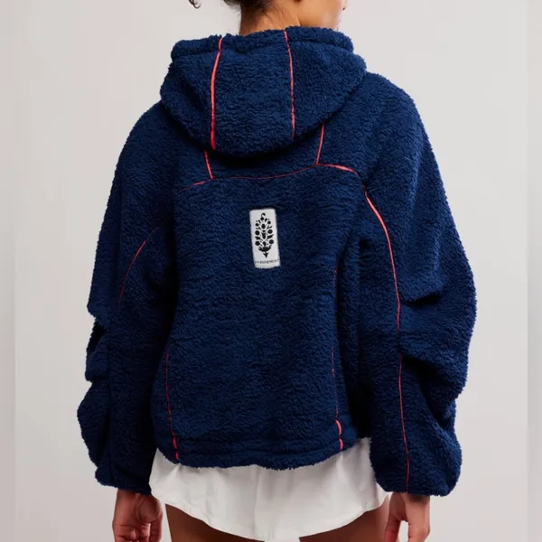 NWT Free People FP Movement Free Flow Fleece Pullover in Midnight Navy Blue - Image 3