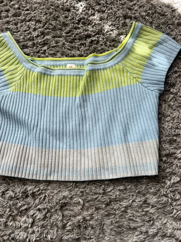 Daily Practice by Anthropologie Tuvalu Cropped Sweater Sz S Green Blue‎ - Image 6