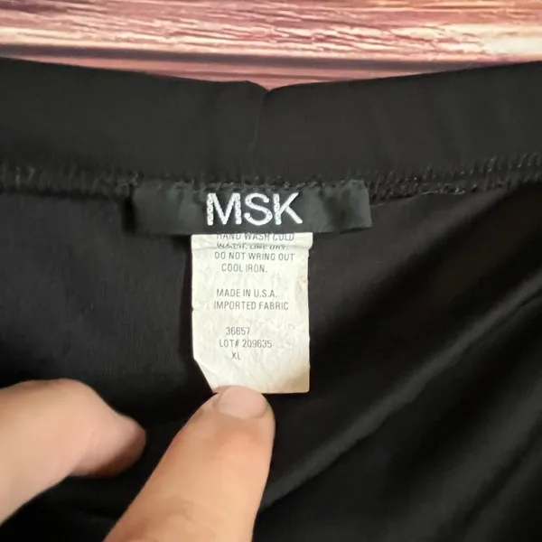 MSK Black Flared Wide Leg Mesh Overlay Formal Lined Pants with Belt. Size X-L. - Image 2