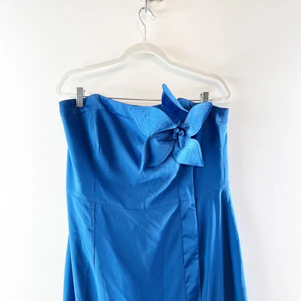 Lilly Pulitzer Anasophia Strapless Corset Maxi Dress Floral Applique Blue 14 - Image 5