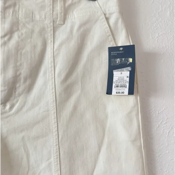 Universal Threads 8 Wide Leg Cropped Stretch Pants NWT Ivory High Rise - Image 5