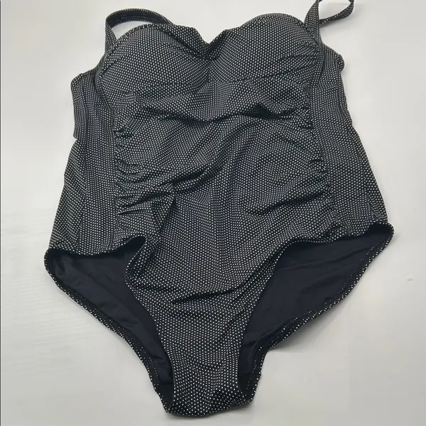 Elegant Black and White Polka Dot Women's One Piece Swimsuit - Image 11