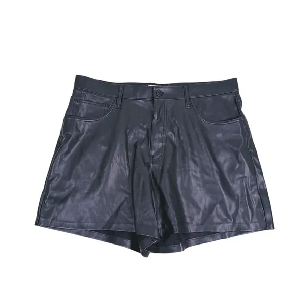 Abercrombie & Fitch Curve Love Vegan Leather Dad Shorts Size 32 Black Biker Moto - Image 2