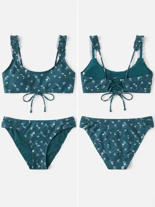 $75 NWOT Hollister Floral Ruffle Bikini Set L - Image 2