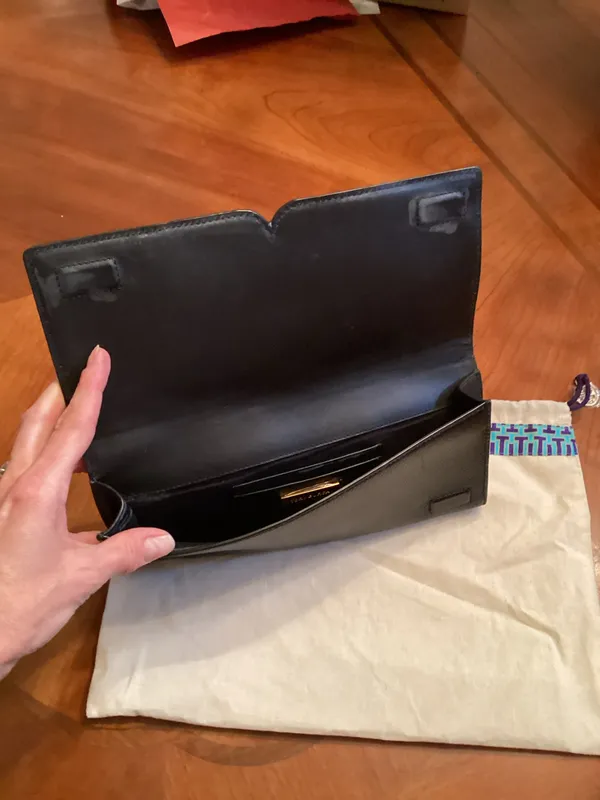 Tory Burch Black Pebbled Leather Clutch - Image 2