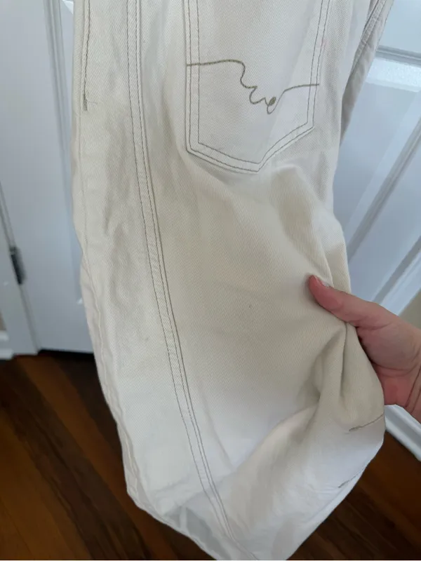 Free People We The Free Good Luck Barrel Overalls in Milk XS - Image 9