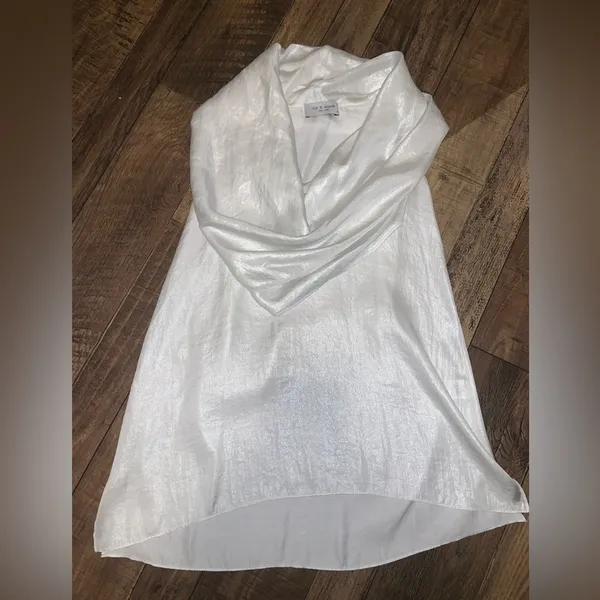 Lola & Sophie metallic cowl neck white blouse $155 XS - Image 2
