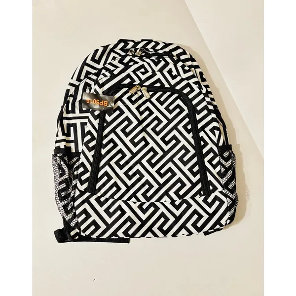 Retro vibe White/black chevron full sz backpack padded book bag school work sack - Image 2