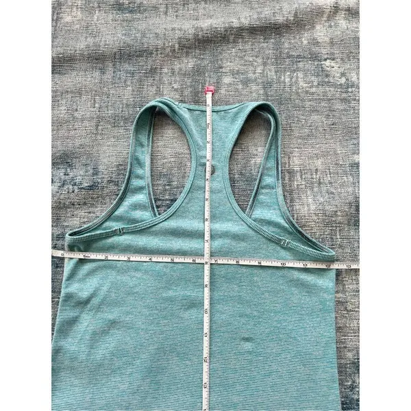Lululemon Aqua Blue White Micro Stripe Cool Racerback Tank Top Size 4 - Image 3