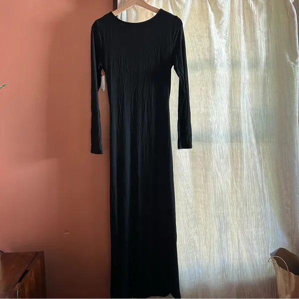 Sophie Rue Stella Ruched Jersey Maxi Dress Long Black Cutout Stretchy NWT Size M - Image 7