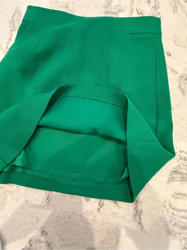 Ann Taylor NWT Emerald Green Textured A-Line Skirt Size 10 Petite Pockets - Image 6