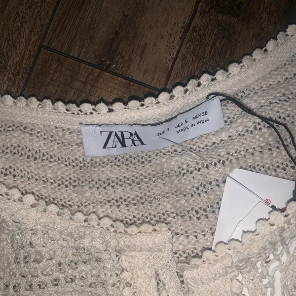 Nwt crochet floral cream cardigan Zara boho classic summer coastal casual s $98 - Image 8