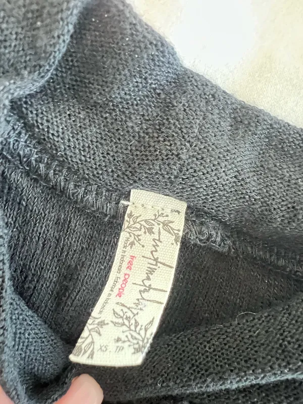 Free People Black Lace-Inset Long Sleeve Tee - Image 2