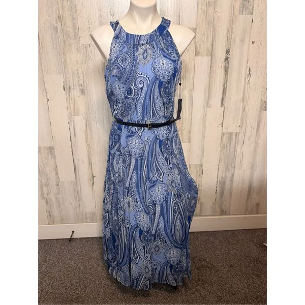 Tommy Hilfiger Blue Paisley Halter Maxi Dress Size 6 - Image 2