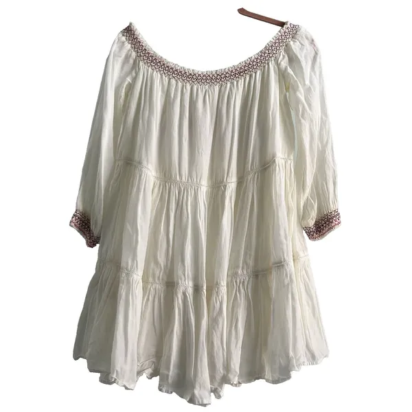 Free People Sunbeams White Graduation Dress Floral Embroidered Mini Dress Sz S - Image 6
