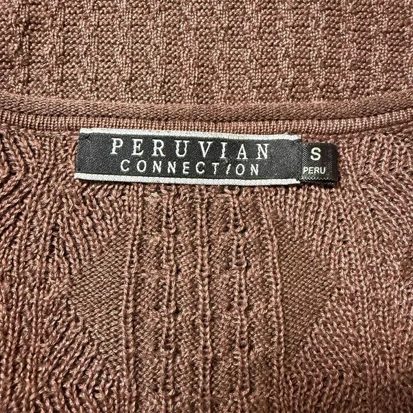 Peruvian Connection Cable Knit Sweater‎ | Womens Small | Brown 100% Pima Cotton - Image 4
