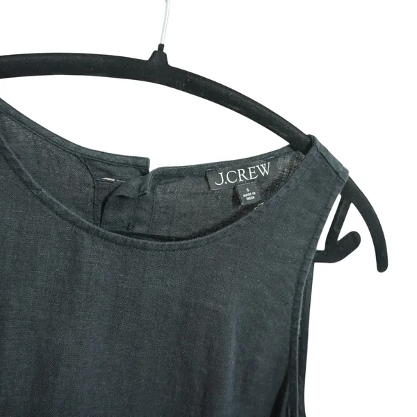 J. Crew Women's‎ Size Small Black 100% Linen Sleeveless Shift Dress Minimalist - Image 5