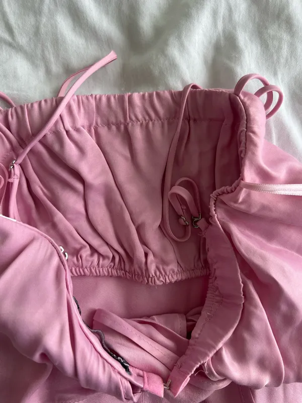 Zara Pink Asymmetric Handkerchief Hem Crop Top - Image 4