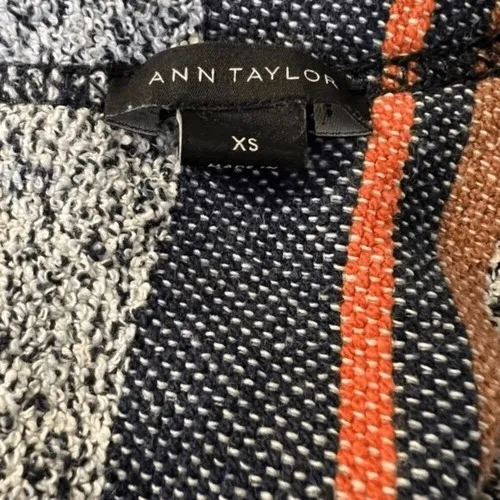 ANN TAYLOR Boucle Tweed‎ Fringe Hems Stripe Print S/S Top NWOT XS - Image 10