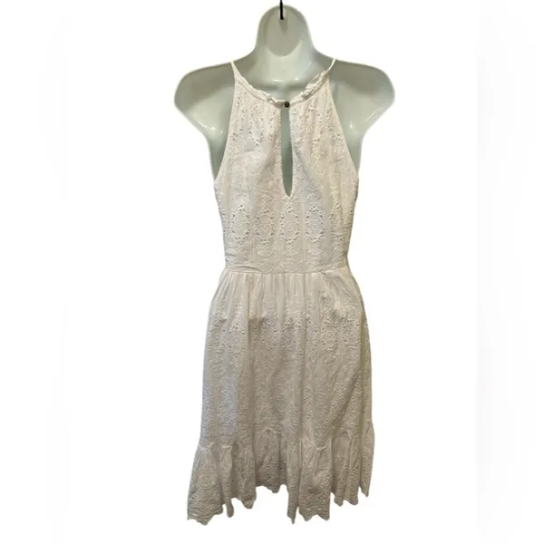Anthropologie Maeve White Eyelet Crochet Sundress Sz 2 Full Skirt Coquette Girl - Image 2