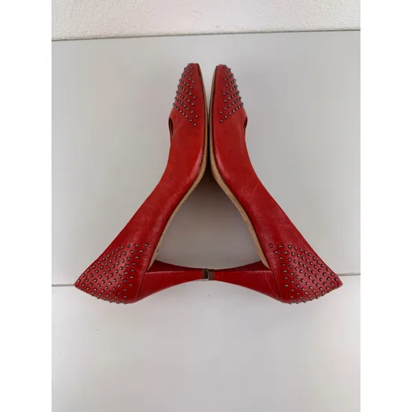 Boutique 9 Red Leather Studded Pointed Toe Stiletto‎ Heels Size 7.5M - Image 5