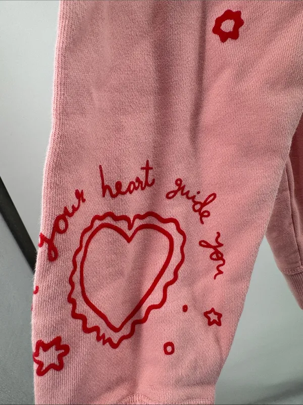 ban.do Pastel Pink Sweatshirt red floral hearts trust where you are M casual - Image 8