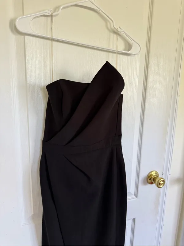 House of CB UMA Black Fold Front Mini Dress - Image 3