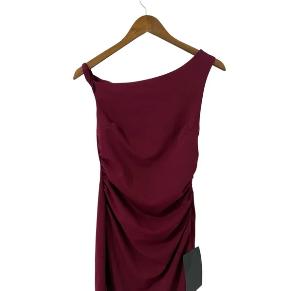 Lulus Becca Burgundy Twisted One-Shoulder Mini Dress size Small NWT - Image 6