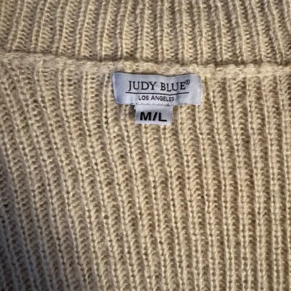 Judy Blue Chunky Knit‎ Open Front Cardigan Sweater Beige Wool Blend Medium/Large - Image 4