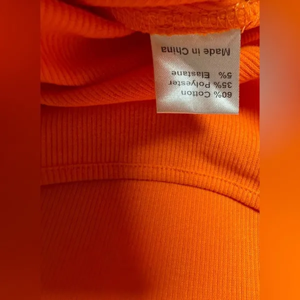 Princess Polly Bright Orange Long‎ Sleeve Square Neck Ribbed Crop Top Size US 12 - Image 6
