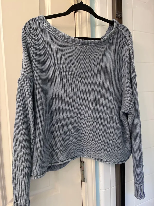 American Eagle Outfitters Sweater Womens L Cropped Crew Neck Washed Slouchy Boxy - Image 5
