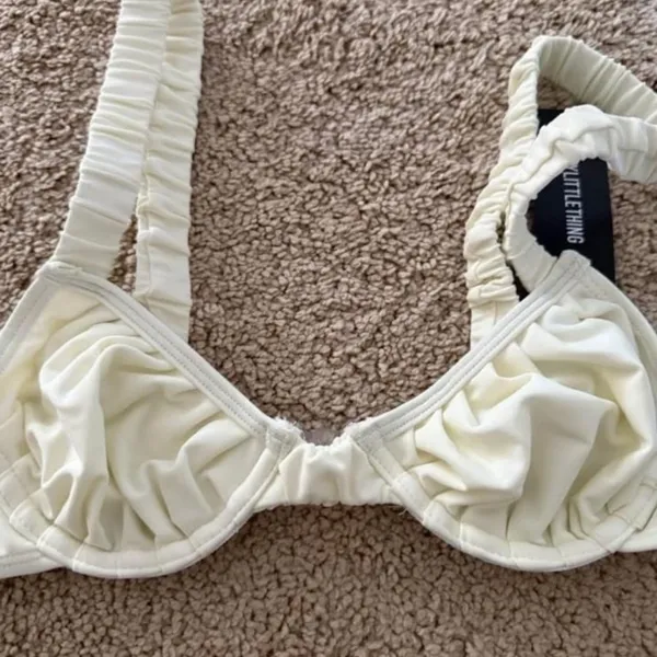 PLT Cream Ruched Bikini Triangle Top - NWT - Image 2