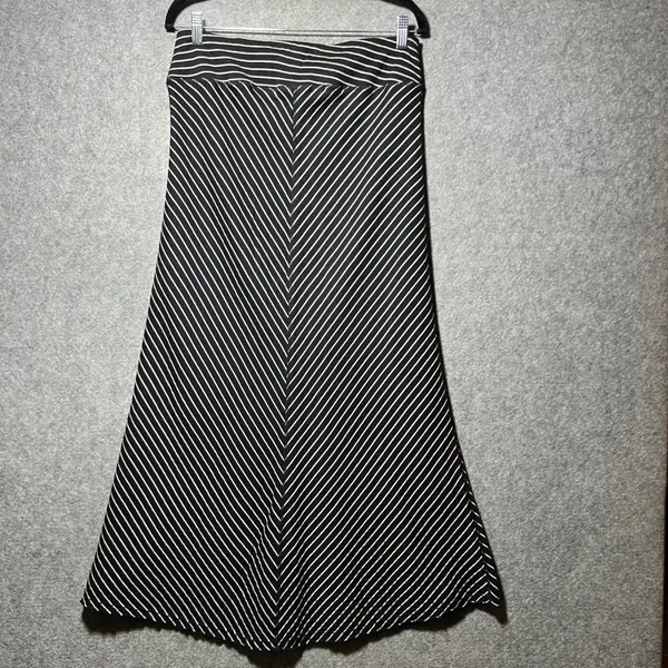 Aventura Womens‎ Black White Striped Maxi Skirt 100% Cotton Chevron Size Medium - Image 5