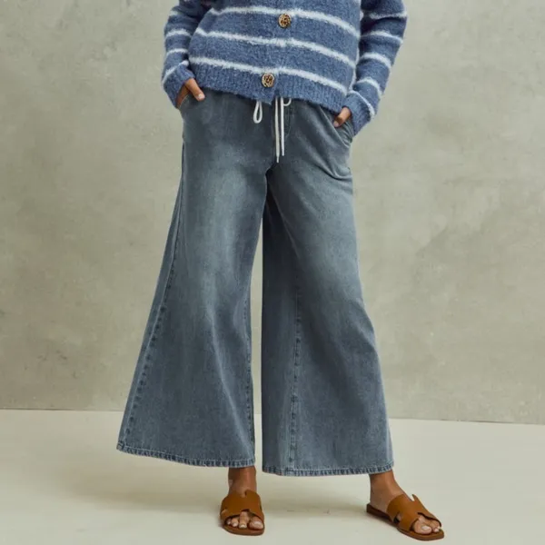 SO ME Mid Rise Elastic Waist Flare Denim‎ Jeans - Image 4