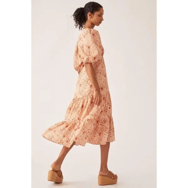 NWT!! Anthropologie HUTCH V-Neck Tiered Wrap Dress Geometric Blockprint Large - Image 8