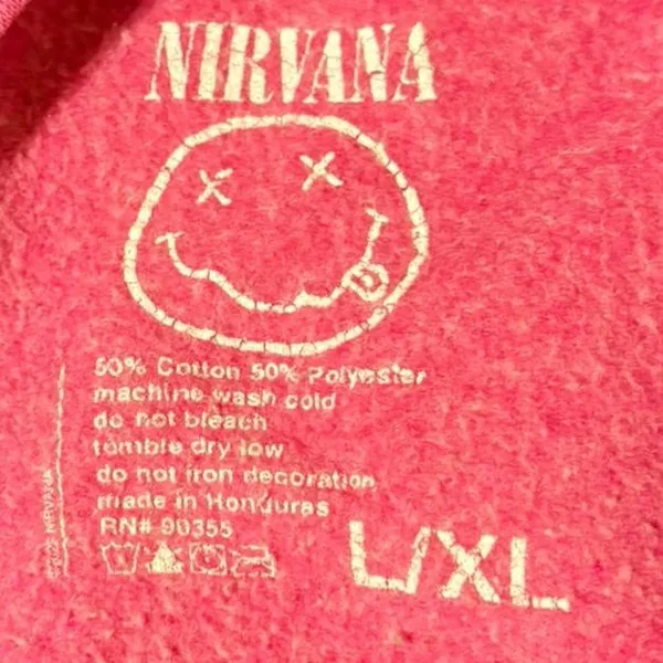 Nirvana Smiley Face Sweatshirt; Nirvana Aesthetic Pink Rainbow Unisex Sweatshirt - Image 8