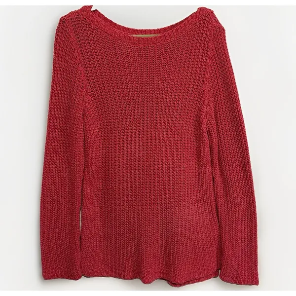 Lauren Ralph Lauren LRL Coral Open Knit 100% Cotton Sweater Boat Neck XL - Image 2
