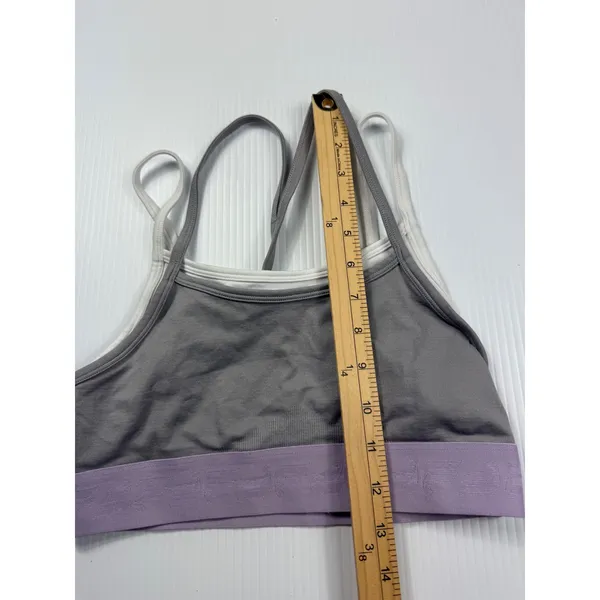 Fabletics Sports Bra‎ Light Support Cross Back Gray Purple Athleisure S - Image 3