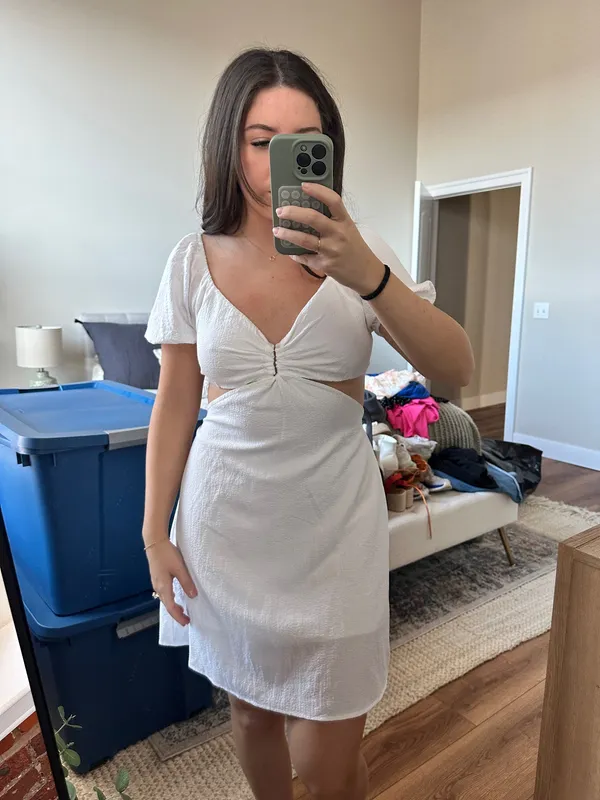 White Mini Dress Shein - Image 3